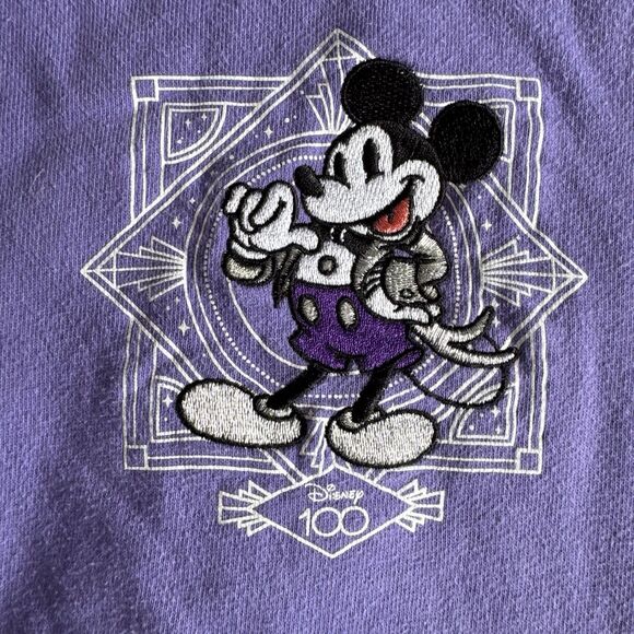 Disney 100 Years Of Wonder Hoodie Youth Kids 11/12 Purple Embroidered Sweatshirt - Picture 8 of 11